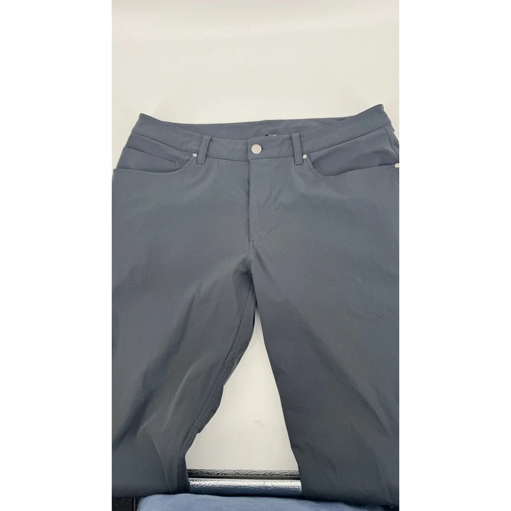 Lululemon Commission Pants Mens 34 Charcoal Gray 5-Pocket Technical Commuter